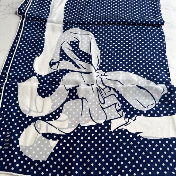 Vintage Bill Blass Silk Scarf, Deadstock Navy Polka Dot, Made for Baar & Beards - Picture 1 of 6